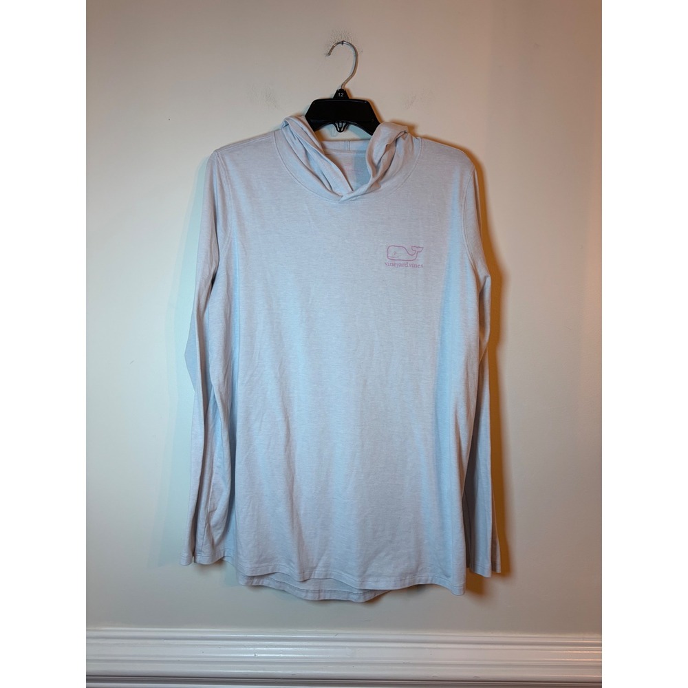 Vineyard Vines Hoodie Women XL Light Blue Long Sleeve Whale Graphic Pullover
